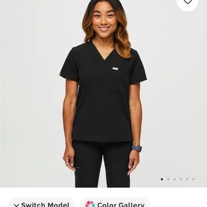 Figs Jet Black Scrub Top